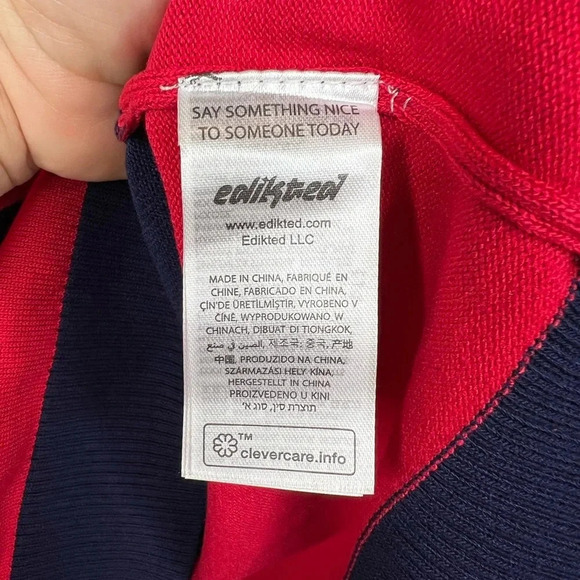 Edikted Women's Logan Light Knit Striped Pullover Sweater Blue and Red Size M/L - Picture 11 of 13